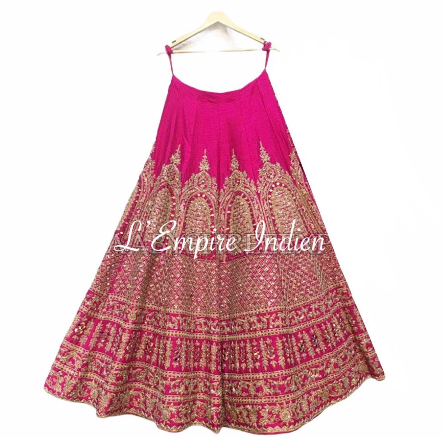 Lehenga rose fuchsia & doré