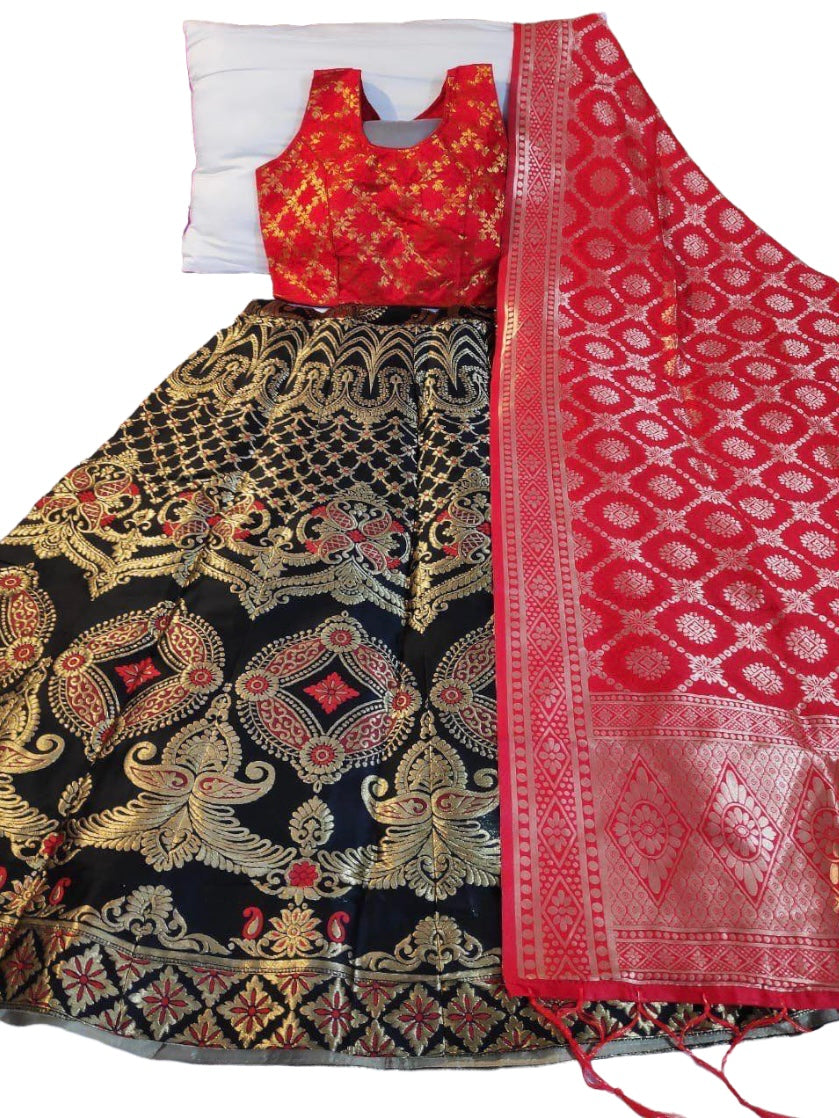 Lehenga banarasi noir & rouge