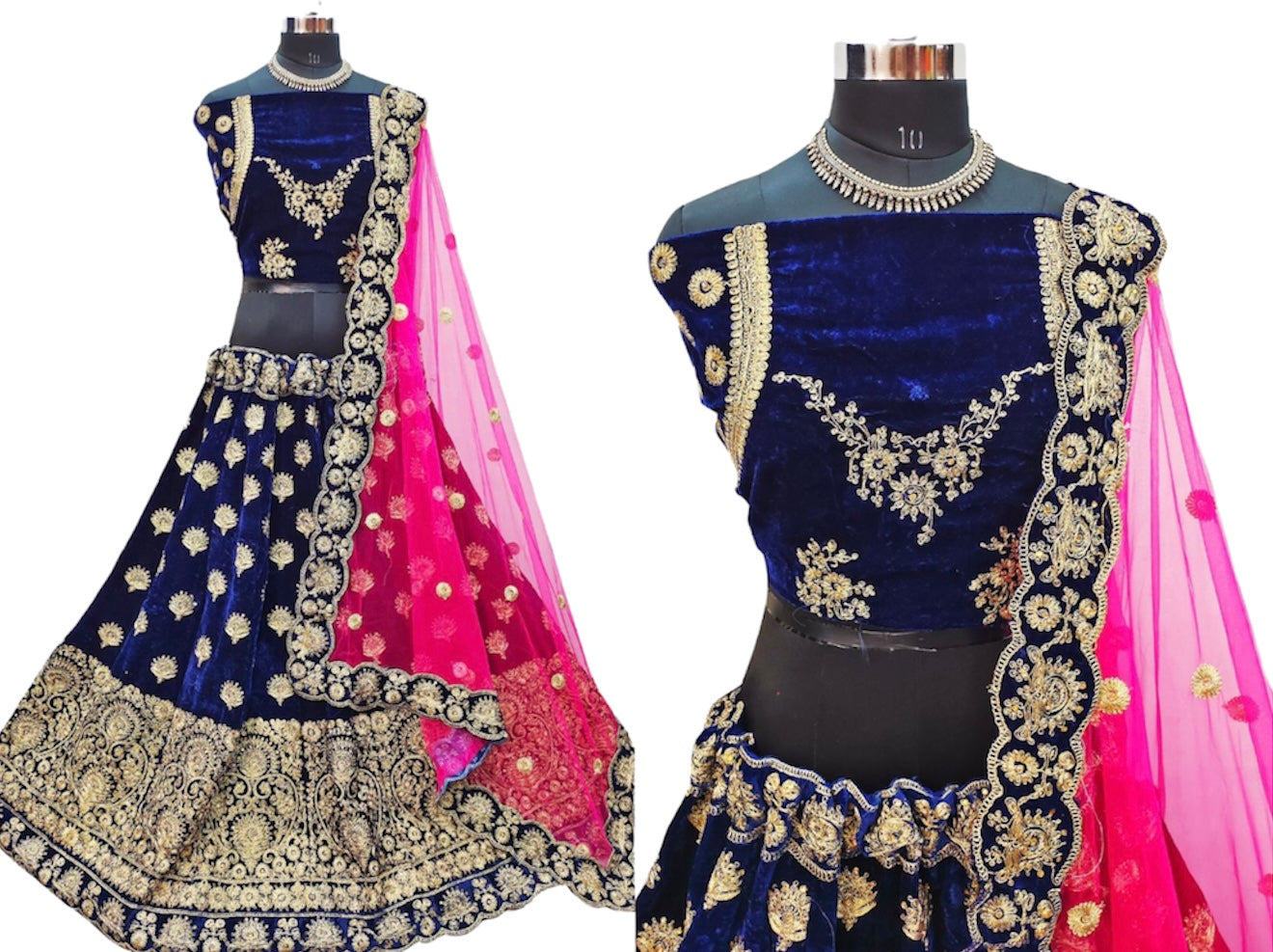 Lehenga de mariée bleu nuit